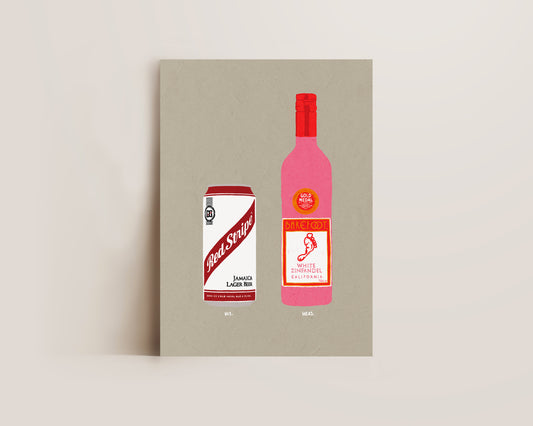 Red Stripe & White Zinfandel Print