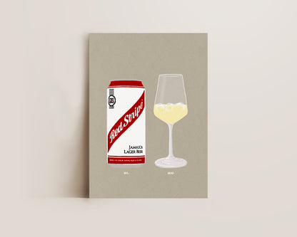 Red Stripe & White Wine Ice Print
