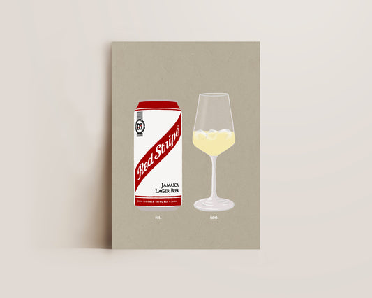 Red Stripe & White Wine Ice Print