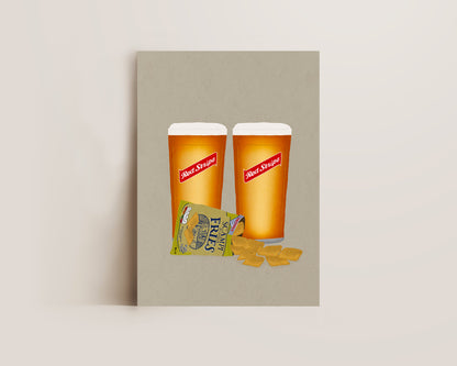 Red Stripe & Scampi Fries Print