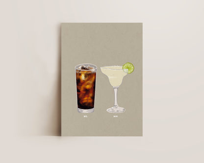 Rum Coke & Margarita Print