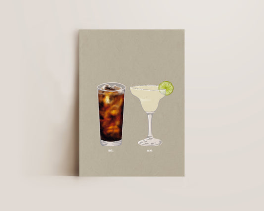 Rum Coke & Margarita Print