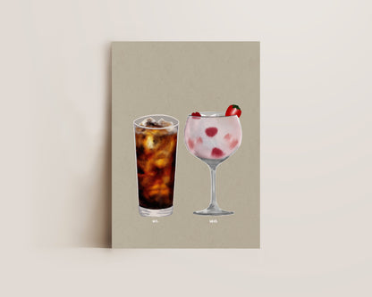 Rum Coke & Pink Gin Print