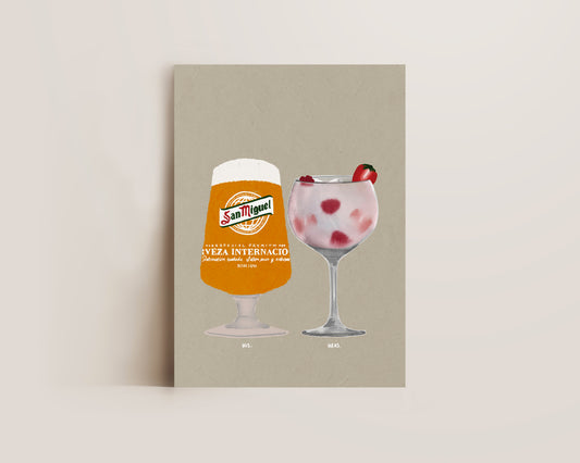 San Miguel & Pink Gin Print