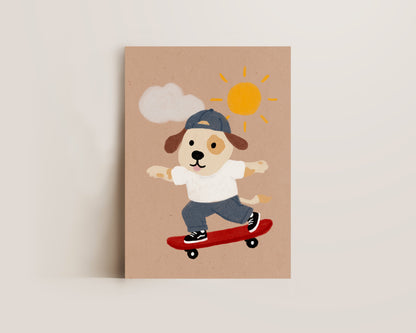 Skateboard Dog Print