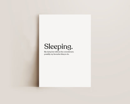 Sleeping Definition Print