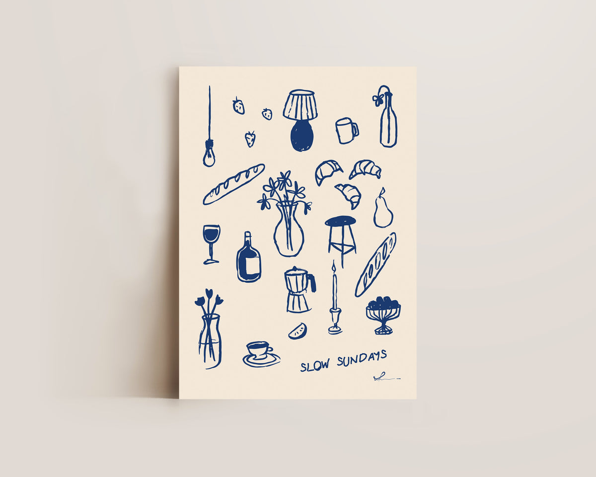 Slow Sundays In Blue Print