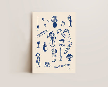 Slow Sundays In Blue Print