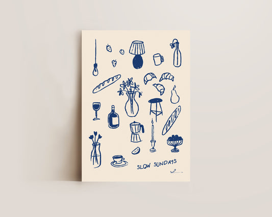 Slow Sundays In Blue Print