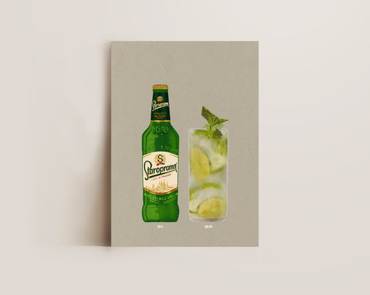 Staropramen Bottle & Mojito Print