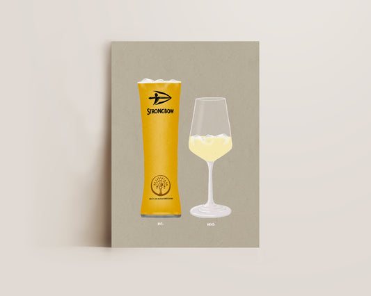 Strongbow Pint & White Wine Print