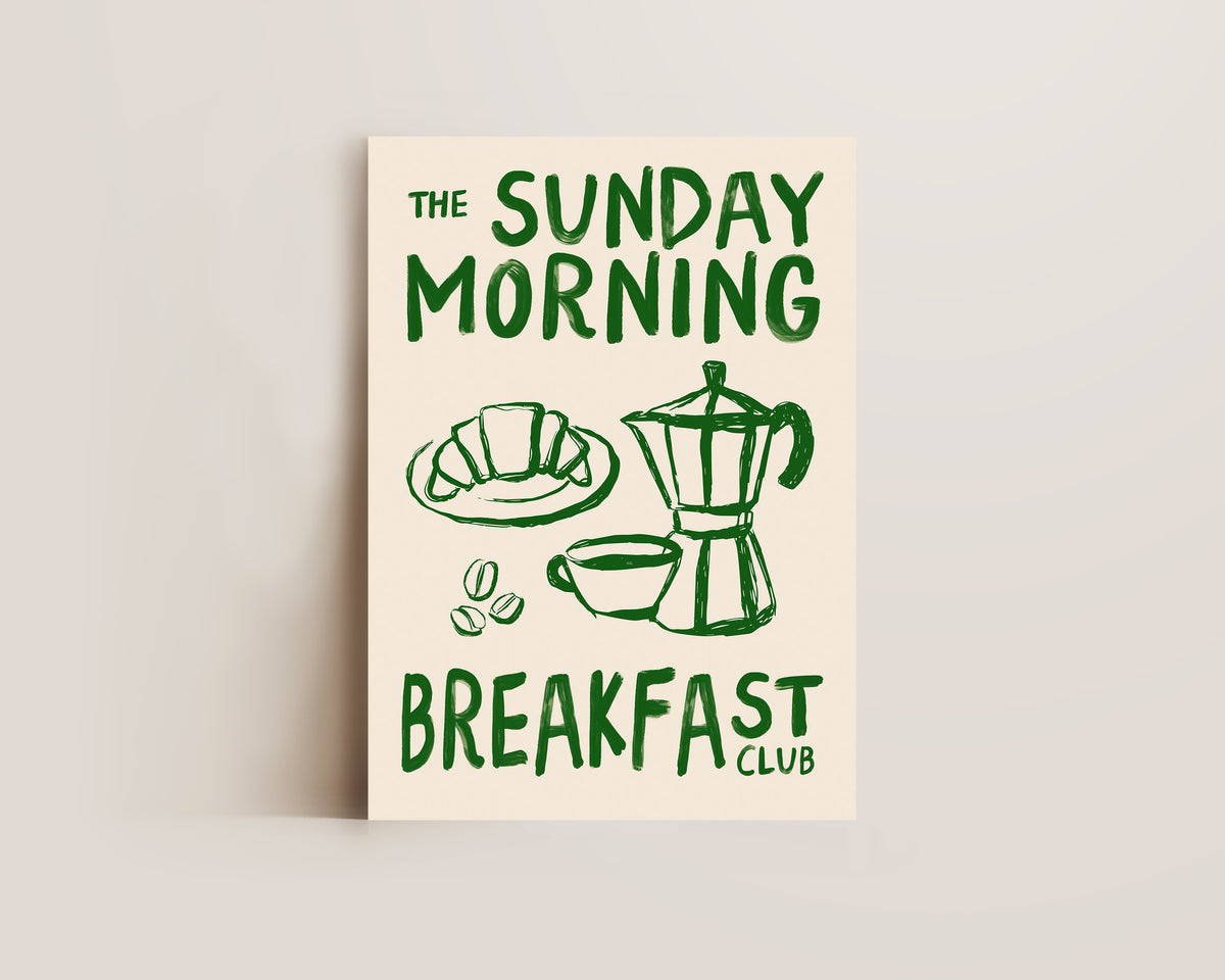 Sunday Morning Breakfast Club In Green Print