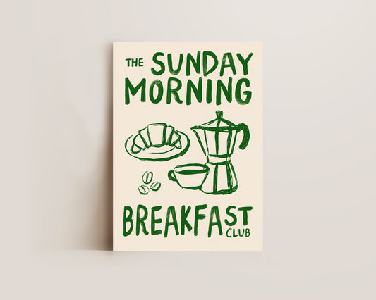 Sunday Morning Breakfast Club In Green Print