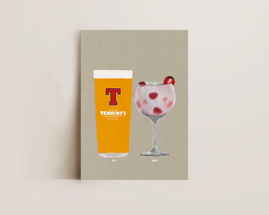 Tennent's & Pink Gin Print