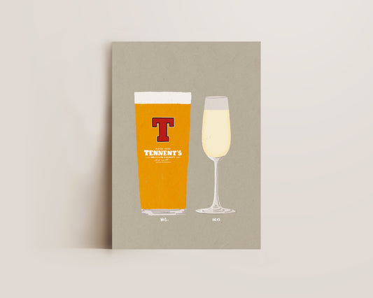Tennent's & Prosecco Glass Print