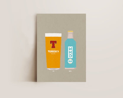 Tennent's & Blue WKD Print