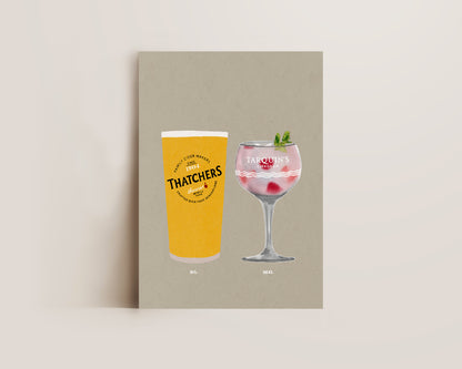 Thatchers & Tarquin's Pink Gin Print