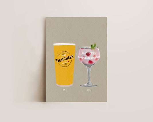 Thatchers & Tarquin's Pink Gin Print