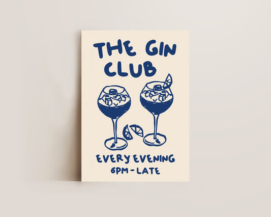 The Gin Club In Blue Print