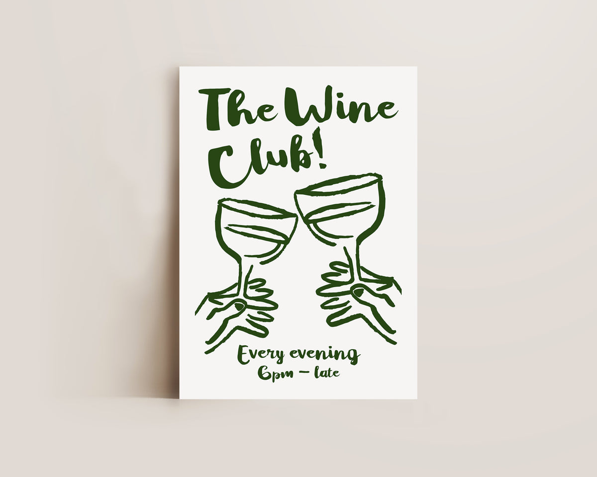 The Wine Club In Green Print