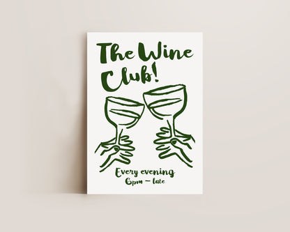 The Wine Club In Green Print