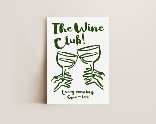 The Wine Club In Green Print