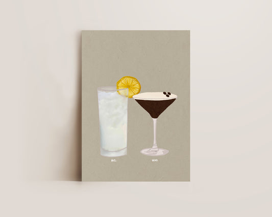Vodka Lemonade & Espresso Martini Print