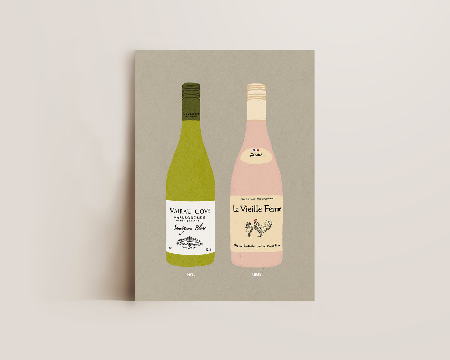 Wairau Cove & Chicken Wine Print