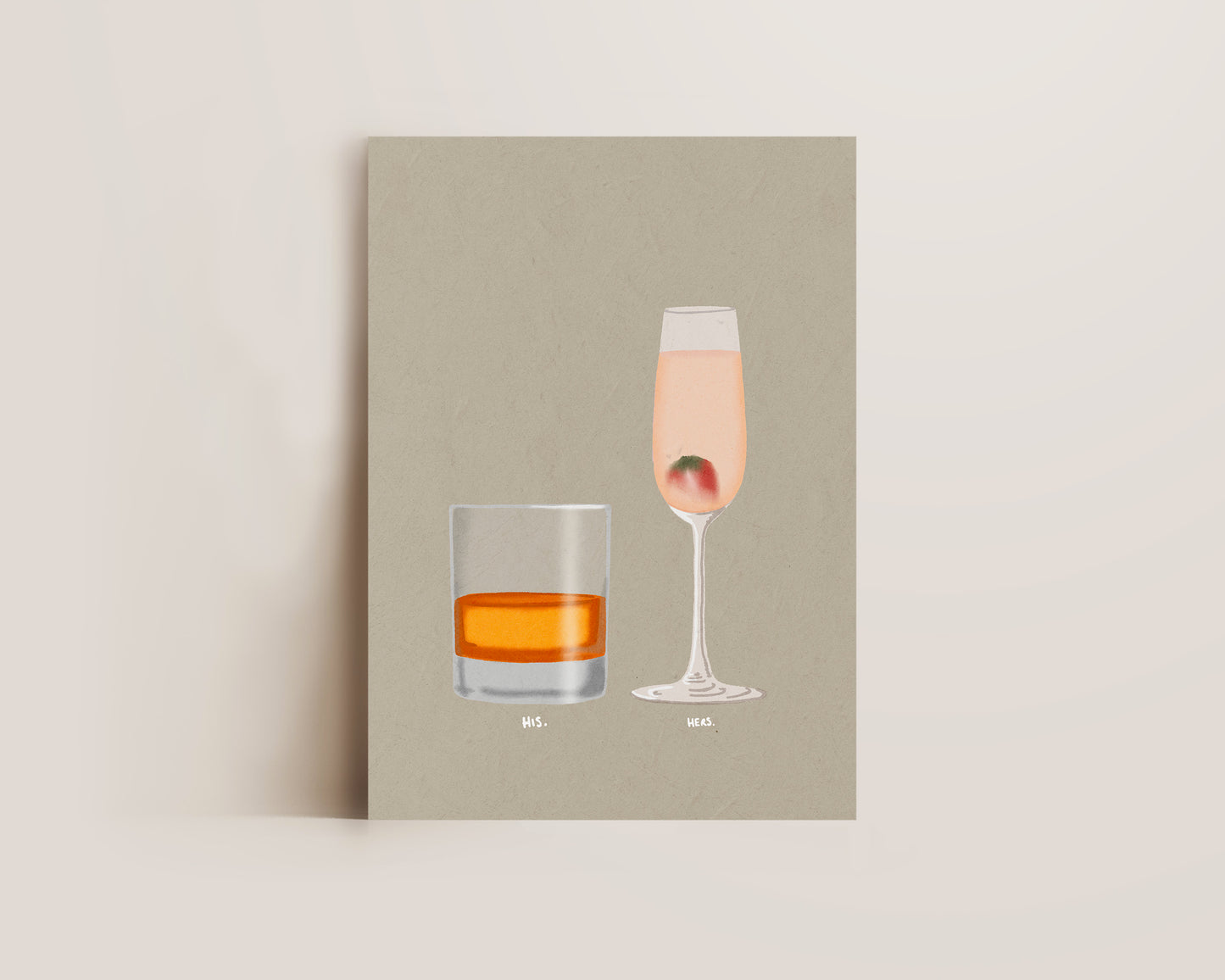 Whisky & Pink Prosecco Glass Print