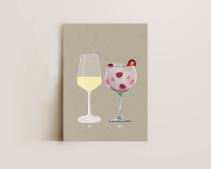 White Wine & Pink Gin Print