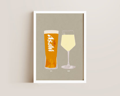 Asahi & White Wine Print