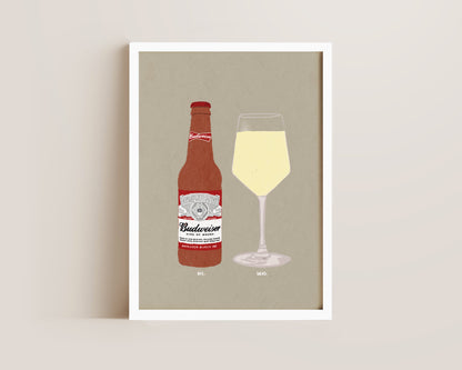 Budweiser & White Wine Print