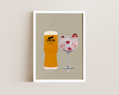 Carling & Pink Gin Print