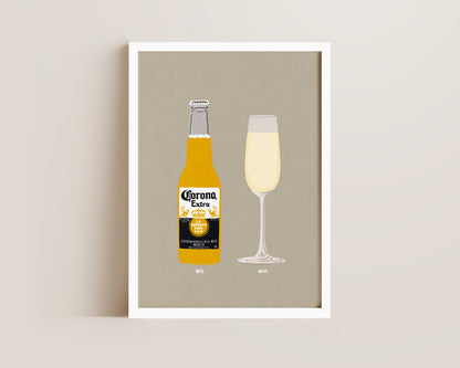 Corona & Prosecco Glass Print