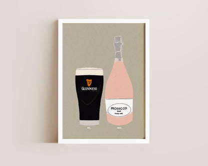 Guinness & Pink Prosecco Print