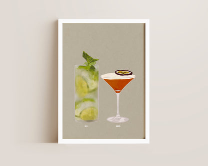Mojito & Pornstar Martini Print