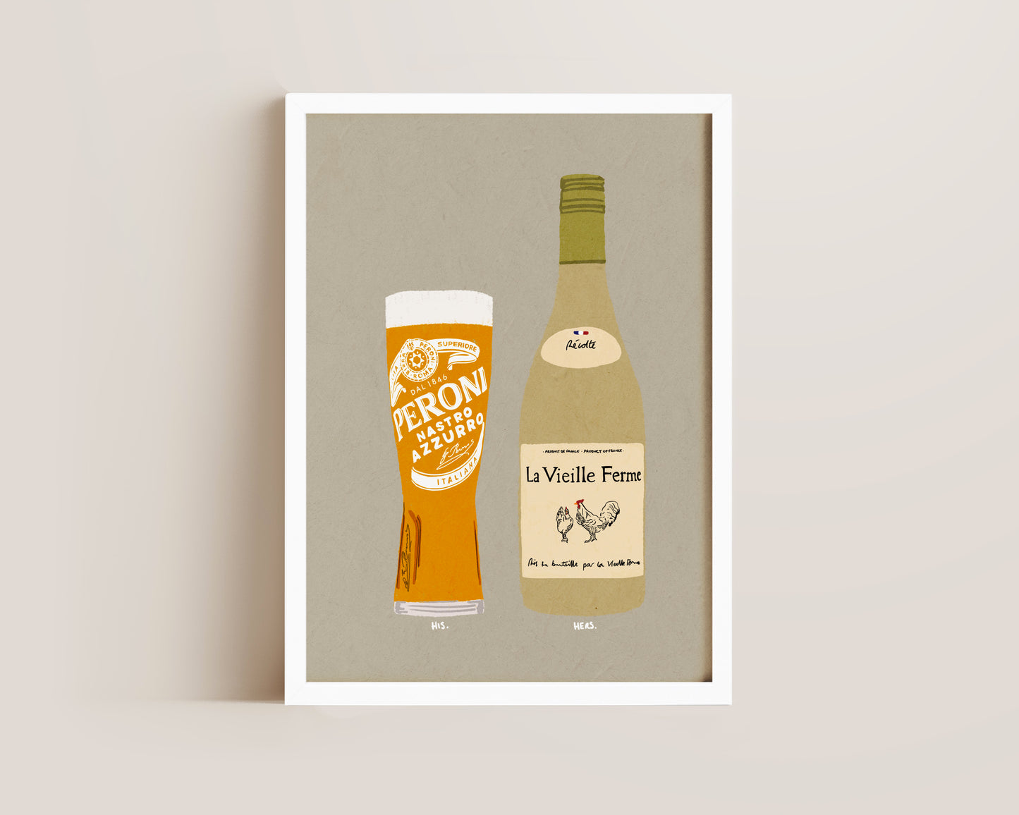 Peroni & White Chicken Wine Print
