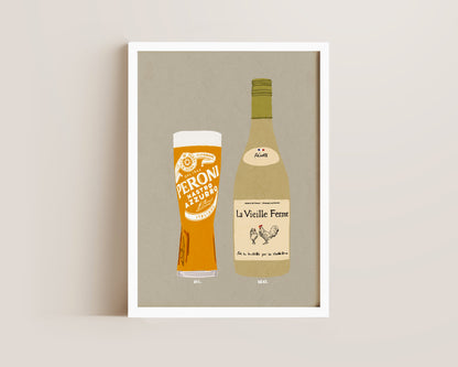 Peroni & White Chicken Wine Print