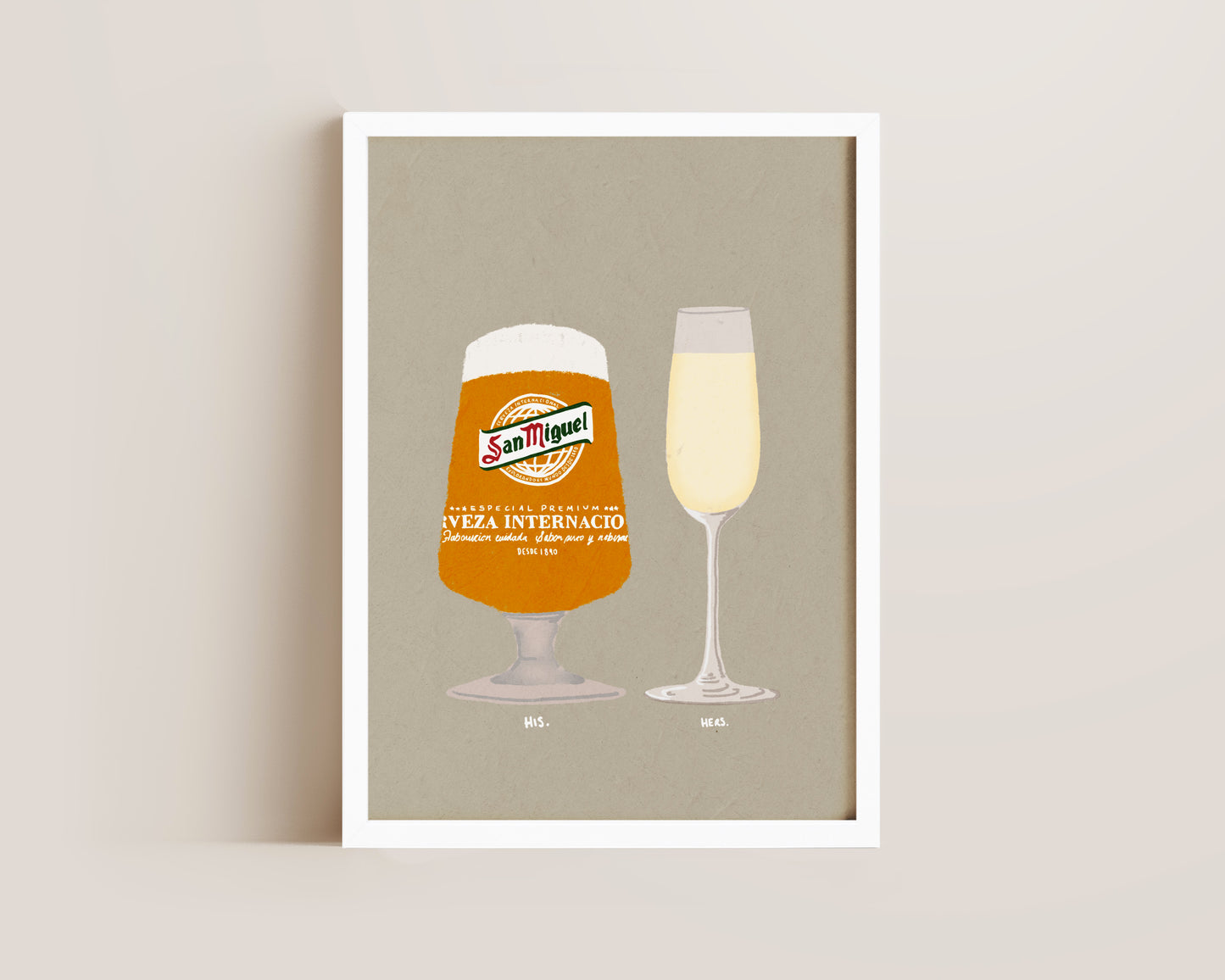 San Miguel & Prosecco Glass Print