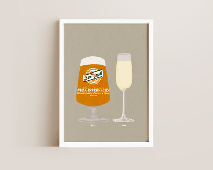 San Miguel & Prosecco Glass Print