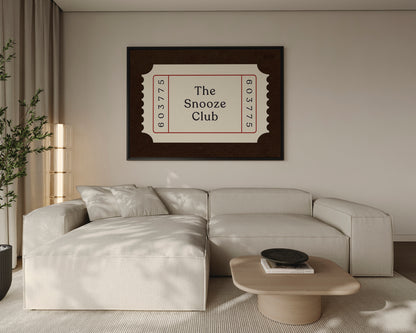 The Snooze Club Ticket Canvas