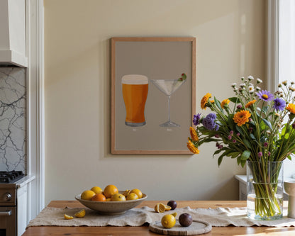 Beer & Dirty Martini Couples Drink Print