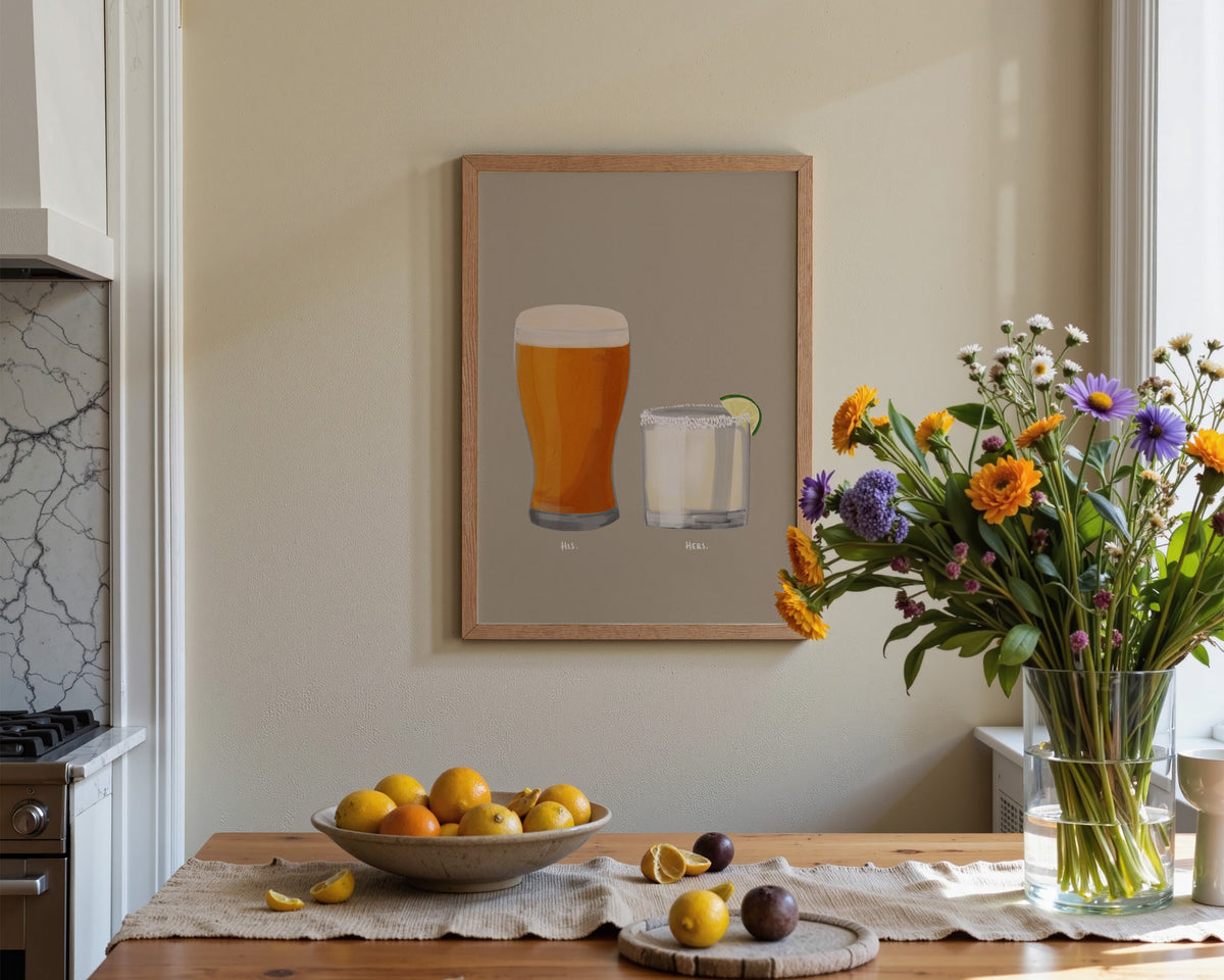 Beer & Margarita Couples Drink Print