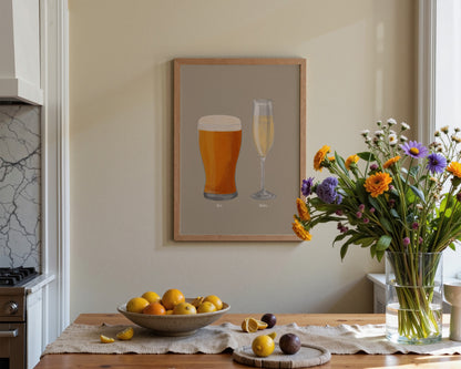 Beer & Prosecco Couples Drink Print