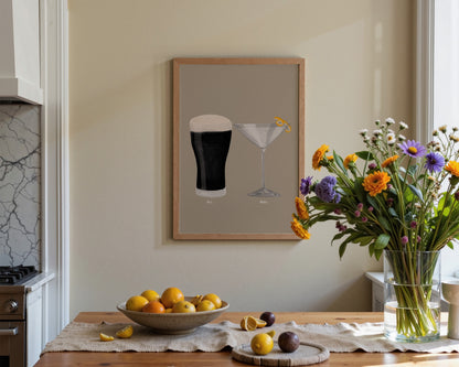 Black Stout & Dry Martini Couples Drink Print