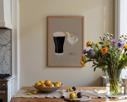 Black Stout & G&T Couples Drink Print