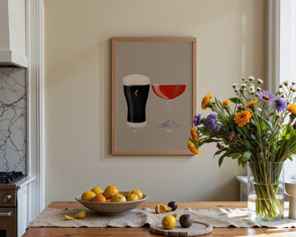 Black Stout & Strawberry Daiquiri Couples Drink Print