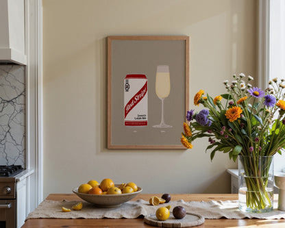 Red Stripe & Prosecco Glass Print