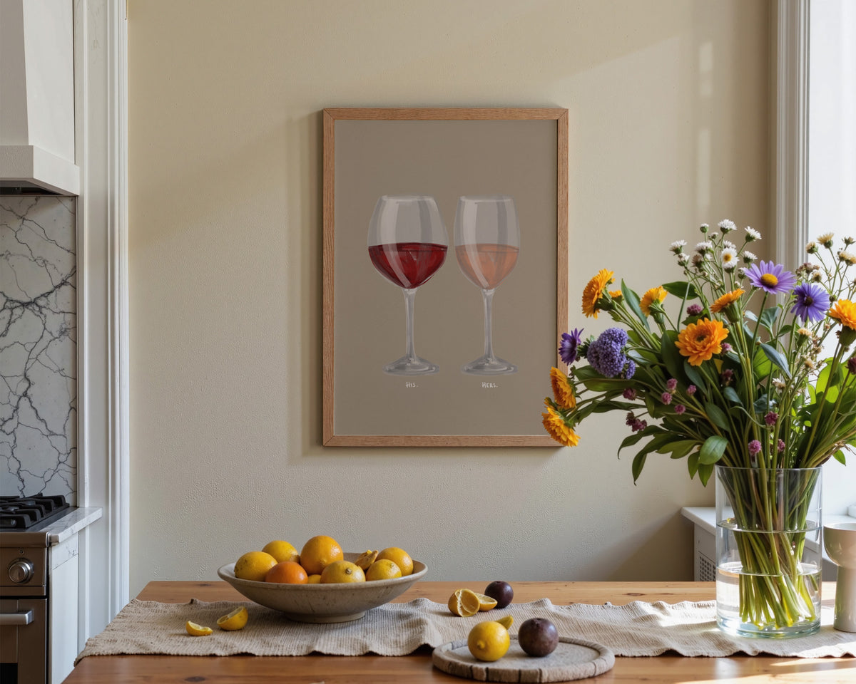 Red Wine & Rose Wine Couples Drink Print