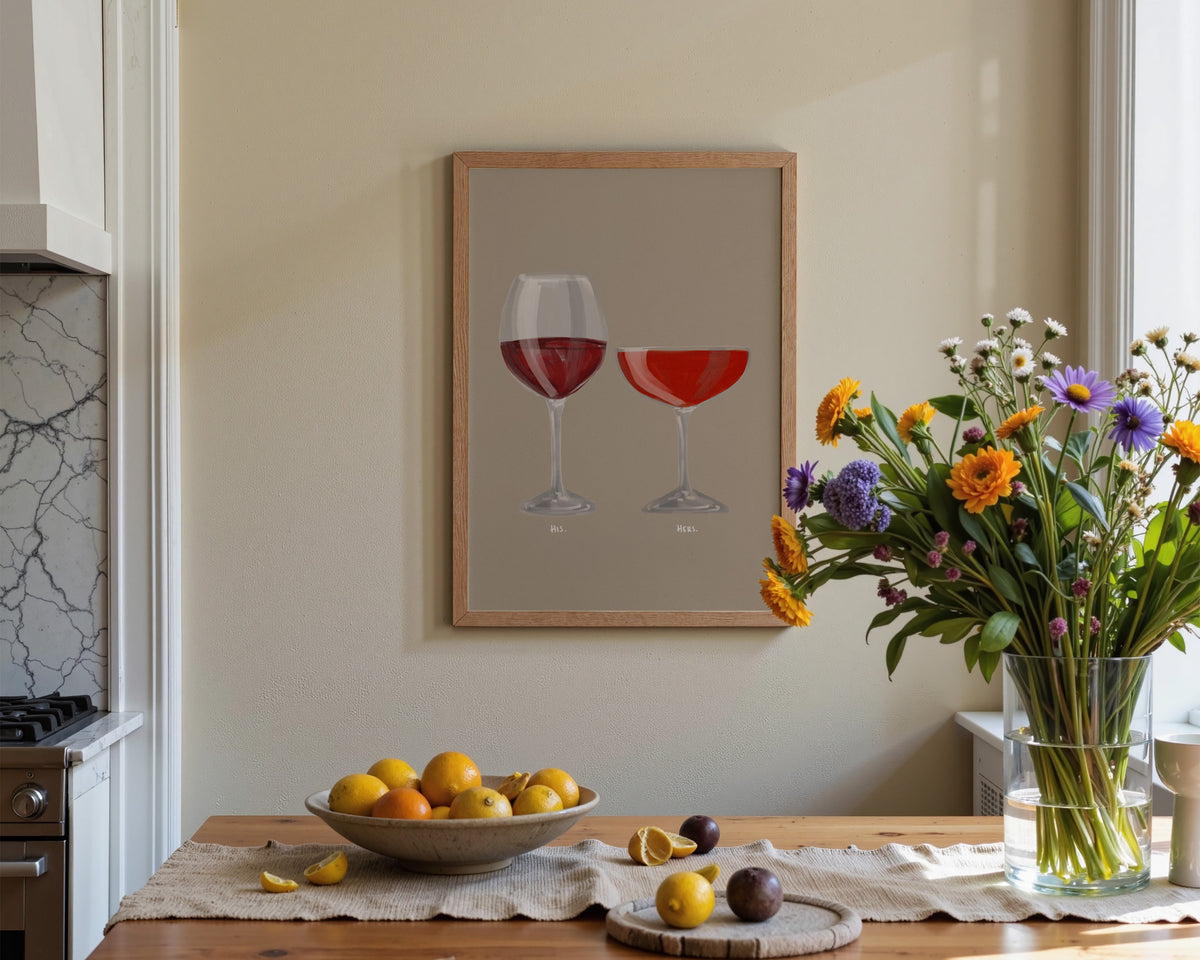 Red Wine & Strawberry Daiquiri Couples Drink Print